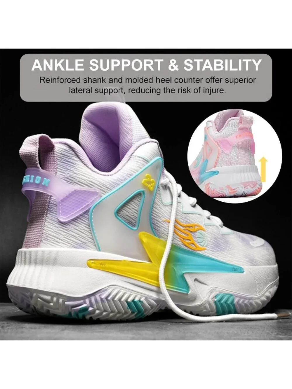 Women's Purple Breathable Non Slip Running Sneakers Comfortable Basketball Shoes
